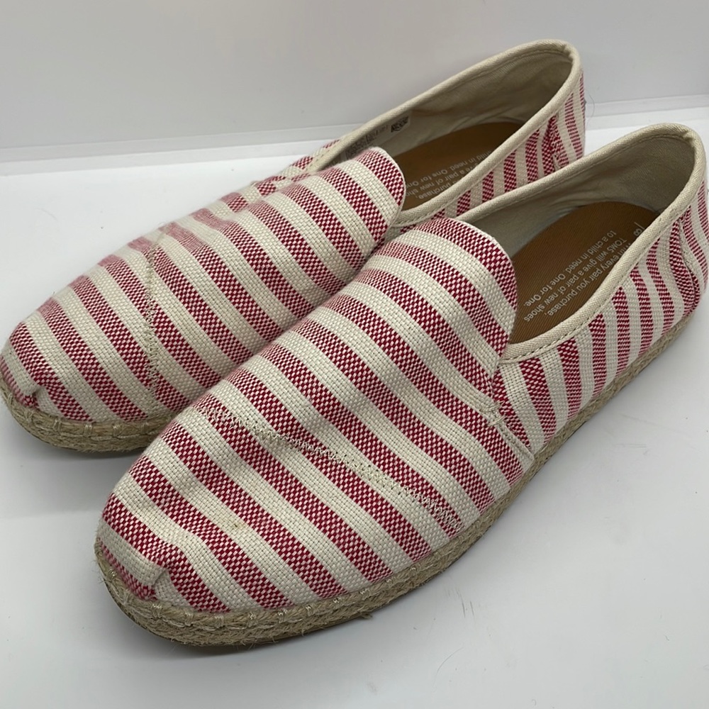 Toms Red Stripe Espadrilles 8 Coastal